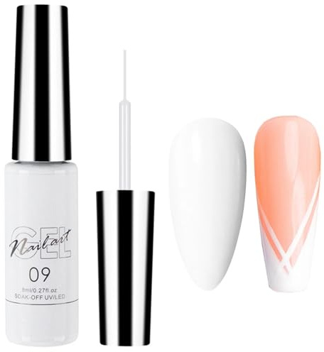 White Gel Nail Polish Liner - French Nail Art Design, UV-Curable Color Gel for Fine-Tip Nail Liner, Women's DIY Home Salon