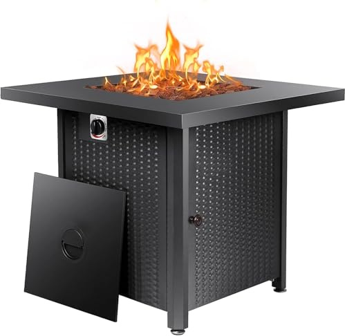 APANA Gas Feuerstelle Outdoor Feuertisch mit Gasfeuerstelle für Terrasse Balkon Garten 50000 BTU mit Lavasteinen und Abdeckhaube