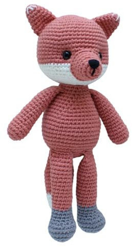 Fuchs „Fino Kuscheltier handgehäkelt Baumwolle, 21 cm, terrakotta | Teil der Wiesenkollektion