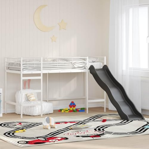 Sophrelle Letto Loft per Bambini con Scivolo Bianco e Antracite Bianco,42020784