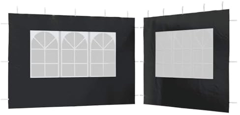 QJBSAVVA Partyzelt-Seitenwände 2er Set Pavillon Seitenteile mit Fenster 3x2m PE Zelt-Seitenwände Ersatzteile Wetterschutz für Gartenpavillon Anthrazit
