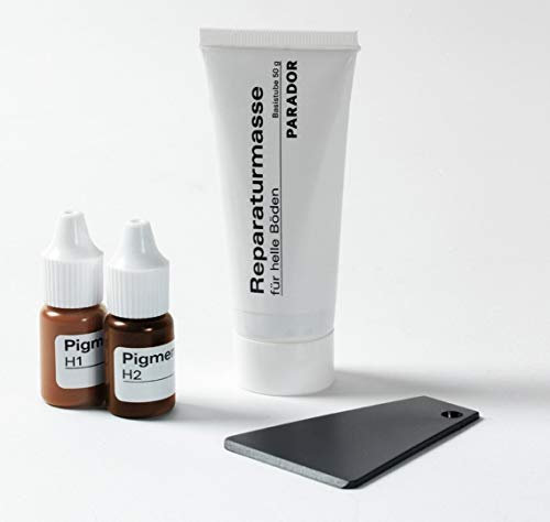 Parador Reparaturset helle Holz-Böden - Reparaturmasse inkl. Farbflaschen/Spachtel/Tubenspritze