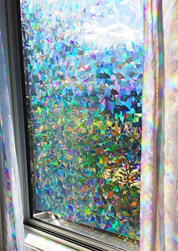 Rainbow Symphony – Rainbow Suncatcher Window Film, Diffraction Window Film, Stained Glass Window Cling, Holographic Prismatic Film, Crystal Pattern, 24 X 36, Made in USA