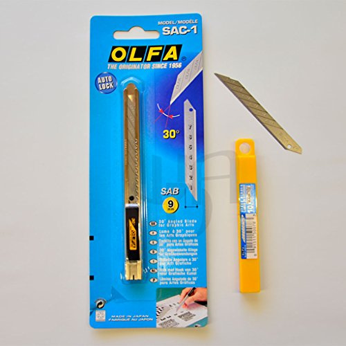 Olfa Profi Cutter SAC-1 (30° Grad) + 10´er Klingenbox 30° Klingen NEU !