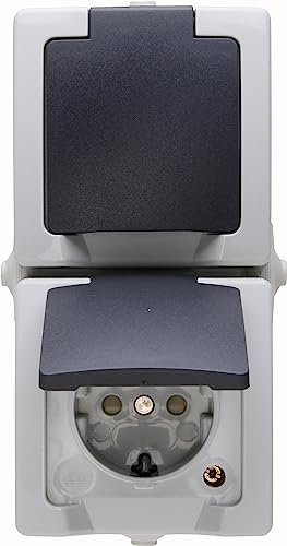 Kopp 136956008 - Juego de 2 enchufes con tapa (vertical), Gris