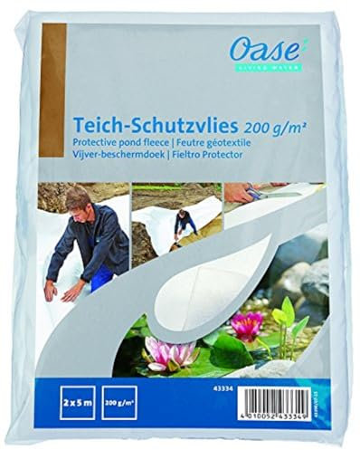 OASE 43334 Pond Protection Fleece 200 g/m² / 2 x 5 m, White - Foil Underlays, Pond Protection Fleece, Pond Liner Underlay