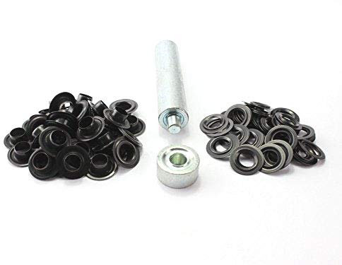 Einschlagstempel 12mm + 50 DIN Ösen Messing brüniert (schwarz) Ösenwerkzeug
