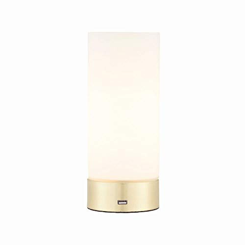 40W Brushed Brass and Glass Touch Dimmable Task Table Light Desk Lamp with USB Port Mobile Phone Charger