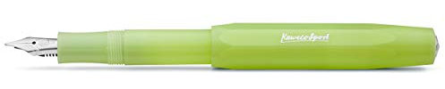 Kaweco FROSTED SPORT Füllhalter Fine Lime I Premium Füllfederhalter für Tintenpatronen mit hochwertiger Stahlfeder I Füllfederhalter 13 cm I Füller in Grün I Federbreite: B (Breit)