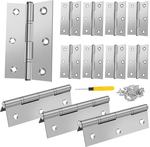 ADNEWX 12 Pezzi Cerniera per Ante, Cerniera in Acciaio Inox con Cerniere Strumenti e Viti di Installazione Per Porte in Legno, Finestre, Ante di Armadi, Box