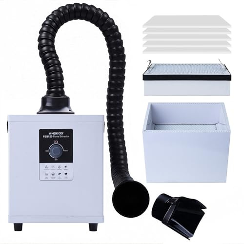 KNOKOO FES150 mit 3-fach-Filter und 150 W Absauganlage | 3-fach-Filter, 150 W, Rauchabsorber, Schweißrauch- und Lötabsaugung, Filterung von Rauch, Gasen und Dämpfen