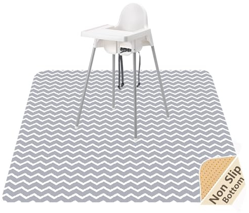 Alfombrilla antisalpicaduras para bebé para debajo de la silla alta, alfombrilla de salpicaduras de 51 x 51 pulgadas, impermeable y lavable, protector de suelo antideslizante