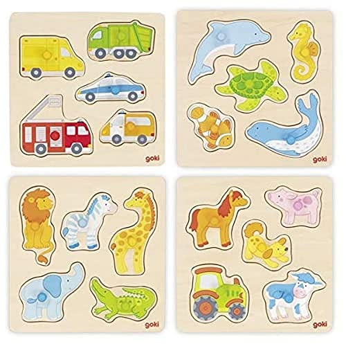 Goki 57444 Steckpuzzle, (1 Stück), mit 5 Steckbildern, Sortiert