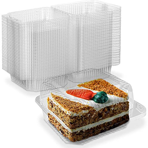 MT Products Cake Slice Container 5.25 x 5.26 x 3.17 - Clear Square Plastic Containers for Food - Disposable Dessert Containers - Deep Sandwich Containers (40 Pieces) - Made in the USA