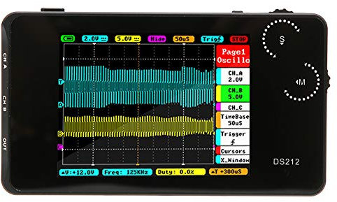 Garosa Oscilloscope DS212 Oscilloscope numérique Portable de Poche Mini oscilloscope 2 canaux avec Interface USB