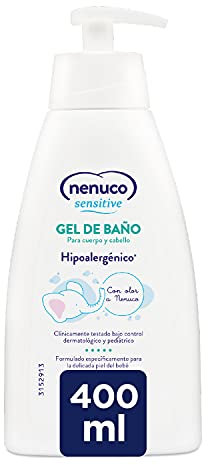 Nenuco Sensitive Gel de Baño Hipoalergénico para bebé con olor a Nenuco y pH equilibrado, 400 ml