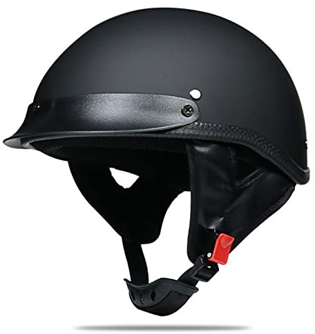 retrò Casco Mezzo da Moto, Aperto Faccia Demi Casco ECE DOT Omologato, Mezzo Casco Jet da Moto, Portatile Casco Mezzo Aperto, Mezzo Casco Scodella per Uomo Donna(Nero)