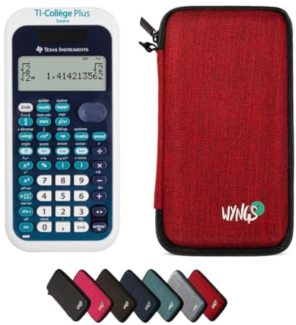 TI-Collège Plus Solar inkl. WYNGS Schutztasche Rot - Wissenschaftlicher Taschenrechner - Basic Set
