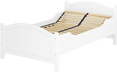 Erst-Holz®Überlanges hohes Seniorenbett weiß 120x220 Holzbett Einzelbett Zubehör wählbar V-60.40W-12-220Federholzrahmen inkl.