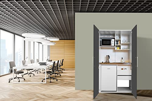 respekta Cucina per ufficio, mini cucina singola, bianco, grigio, 104 cm