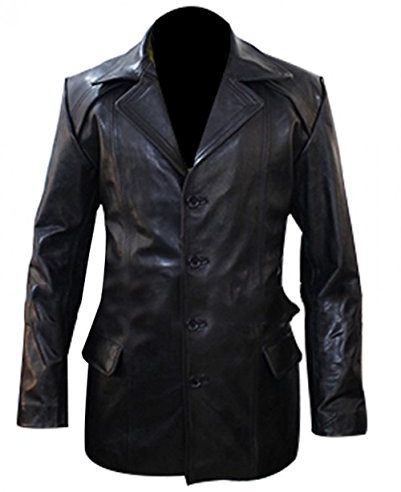 Fashion_First Caban militaire en cuir véritable noir pour homme – Veste en cuir vintage pour homme, XXL
