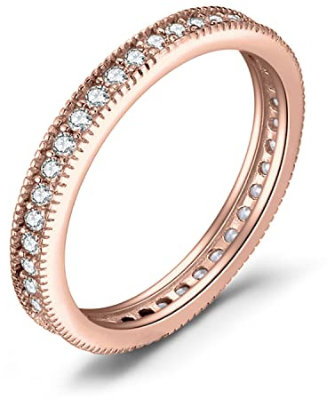 JewelryPalace Fashion Smycken Klassisk Moissanitring Dam, Vigselring Silver 925 Vigselringar Dam, Stapelring Evighetsring Bandring Smal, Ringar Roséguld 51