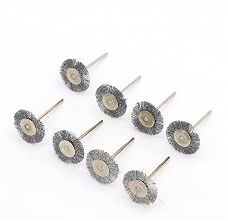 QAIXAG Set di 6 Utensili rotanti con spazzole Metalliche con codoli da 2,35/3 mm for smerigliatrice a spazzole in Acciaio Inossidabile for lucidatura Mini Trapano (Color : 2.35mm Shank, Size : 6PCS