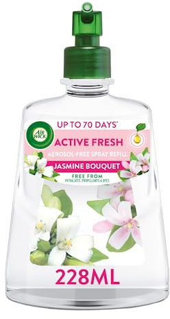 Air Wick Aerosol-Free Automatic Air Freshener Spray Refill, Jasmine Bouquet, Pack 1 x 228ml, 24x7 Active Fresh Odour Neutraliser, Lasts Up to 70 Days, Air freshener For Home