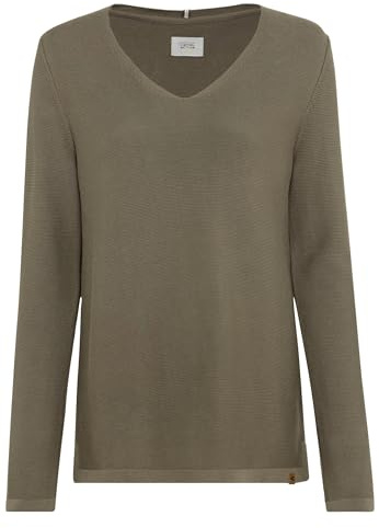 camel active Damen Feinstrickpullover mit V-Ausschnitt Olivgrün, Womenswear-M