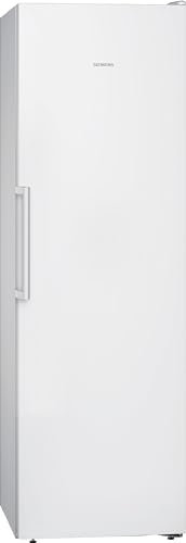 Siemens GS36NVWEP iQ300 Freistehender Gefrierschrank, 186 x 60 cm, 242 L Gefrieren, noFrost – nie wieder abtauen, varioZone - flexible Schubladen und Glasablagen, multiAirflow-System, Weiß