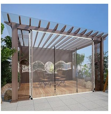 Durchsichtige Planenvorhänge，transparenter Vorhang für den Außenbereich, wasserdicht mit Reißverschluss, 0,5 mm transparente Markisenüberdachung, Terrassenüberdachung ( Size : H2.9xW5m/H9.5xW16.4ft )