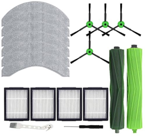 Donkivvy 18 Pcs Replacement Parts Compatible with Roomba for Combo J7+/Plus J Series Vacuum Cleaner, 2 Multi-Surface Roller Brushes, 6 Mop Cloths, 4 Filters, 4 Side Brushes, 1 Screwdriver