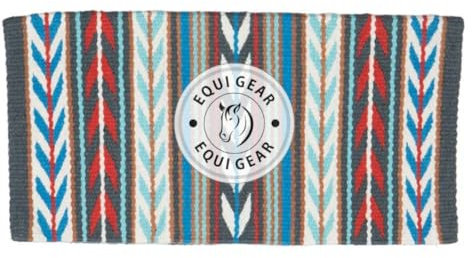 EQUIGEAR Western Ranch Horse Satteldecke aus neuseeländischer Wolle, Western-Design, handgefertigte Satteldecke, Wollpolster, Sensor Flex (Anpassung möglich), WQ73 (34x42)