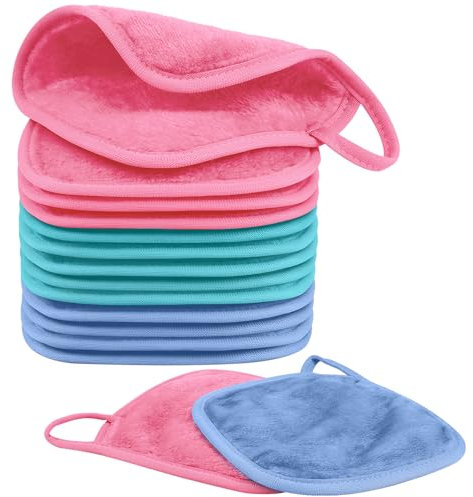 Nineigh 15 Pièces Serviettes Demaquillantes en Microfibres pour Visage, Lingette Demaquillante Lavable, Réutilisable Chiffons Démaquillants pour Toute la Peau (15 x 15cm, Multicolore)