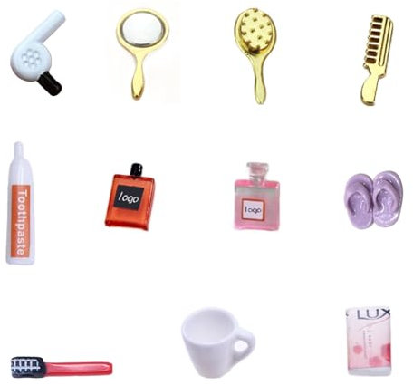 LIANRISES 11pcs Miniature Dolls House Furniture Dolls House Accessories Bathroom Furniture