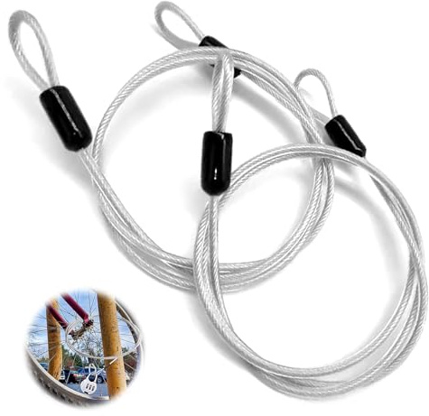 Neyared 2PCS Wire Lightweight Bike Lock Cable, Double Loop Steel Security Lock Chain for Padlocks Scooter Bicycle Suitcase（79inch）