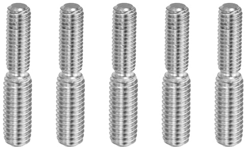 PATIKIL M5 x 0.8 auf M6 x 1.0 Doppel Ende Gewindebolzen Schraube, 5 Stück 304 Edelstahl Stangenbolzen Gewinde Reduzieradapter für Möbelbeschläge, 30mm lang
