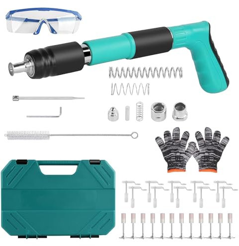 WOOLUCK Nagelpistole mit 100 runden Nägeln and 100 Hook Nail, Nail gun Werkzeug, Manuelle Nagelpistole, Stahlnagelpistole, Nagel-Wandbefestigungswerkzeug für Zementwand