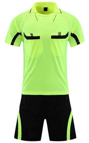 ARBOEE Fußball-Schiedsrichter-Set – inkl. Schiedsrichtertrikot und Shorts Trikot Herren Offizielles Fußballtrikot Kurzarm Schiedsrichter Shirt