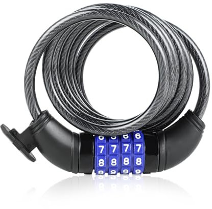 4-stelliges Kombinationsfahrradschloss,8 × 1500 mm, aus robustem und langlebigem Stahl gefertigt, geeignet für Fahrräder sowie zum Verschließen von Türen und Zäunen.
