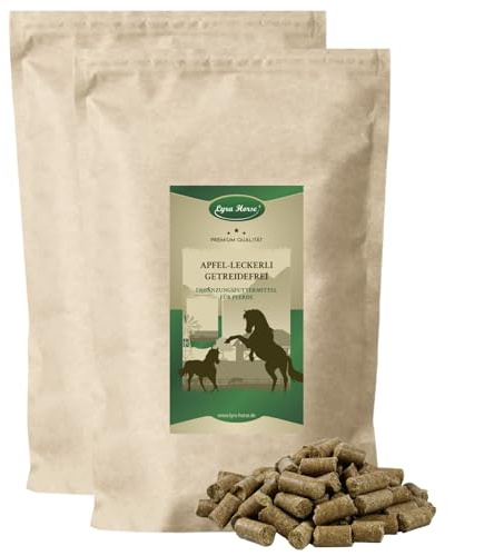 Lyra Horse® | 10 kg Apfel Leckerli Pferdefutter | Snacks aus Weizen, Hafer & Apfel | Ausgewogene Nährstoffquelle | Nährstoffreiche Leckerlis für alle Pferde | Reich an Ballaststoffen & Vitaminen