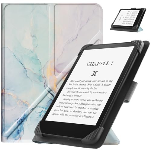 HGWALP Étui Universel pour 6.8 7 eReaders,Folio Stand Coque Housse pour 6.8 Pouces 7 Pouces Kindle Paperwhite/Kobo/Voyaga/Lenovo/Sony eReader-Marble Blue