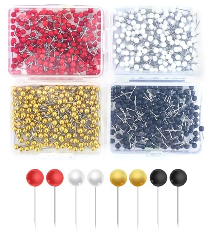 Lot de 800 épingles à tête ronde - Épingles à tête ronde - Épingles à carte multicolores - Avec boîte de rangement - Épingles à tête ronde - Pour cartes et tableaux de liège, bricolage