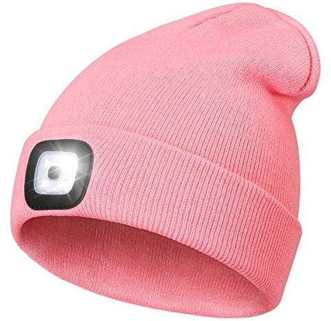 Mr.Gadget's Solutions Gorro LED con luz para adultos, mujeres y hombres, regalo de invierno, gorro cálido con manos libres, gorro iluminado para pasear al perro, por la noche, correr, acampar,