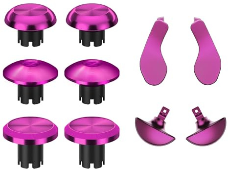 Hzxkqmil Levette Analogiche in Metallo per PS5 Edge Controller, 6 Joystick Analogici Stick 4 Pulsanti Posteriori Palette Magnetici Thumbsticks di Ricambio per PS5 Edge Controller, Rosa Rossa