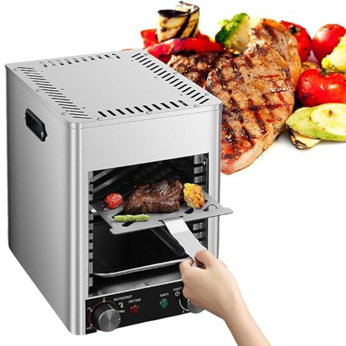 Dfdieratve Parrilla EléCtrica para Carne, Asador EléCtrico Sin Humo de 1700 W, Asador de Carne de Acero Inoxidable de 800 ℃ con Rejilla Ajustable de 4 Niveles/10 Niveles, Parrilla EléCtrica,10-Tier