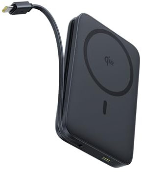Baseus Picogo Qi2 Magsafe Power Bank, 15W Powerbank Magnetico 10000mAh, 27W Batteria Magsafe con cavo USB-C Integrato, Power Bank Wireless per iPhone 16-12, Batteria a Ricarica Rapida, Nero