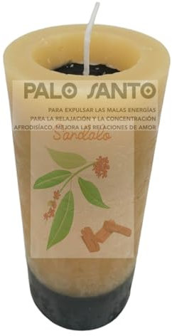 Vela Palo Santo Y Sandalo. PROTECCION, LIMPIEZA, PURIFICACION. Aroma Sagrado. Velon Palo Santo. SANDALO. Ceras de miel ecologicas. Hecho por artesanos en España.
