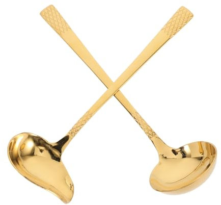 LIGIGWASH 2piezas Cuchara Para Servir Salsa Acero Inoxidable Duradera Con Cresta Versátil Para Aceite y Guisos Utensilio Cocina Multipropósito