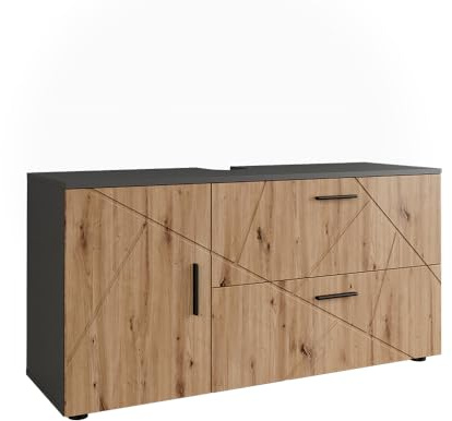 Vicco Mobiletto per lavabo Irma, Antracite/Artisan, 120.1 x 60.6 cm con 2 cassetti e 1 anta